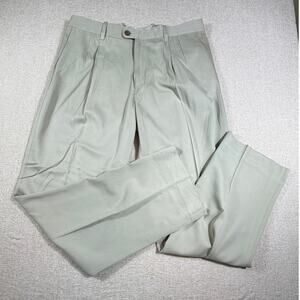 Tommy Bahama Men’s 36x34 Cream Silk Blend Pleated Front Dress Pants Lightweight